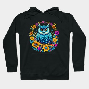 Colorful Owl with florals Hoodie